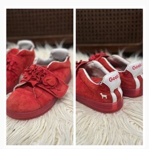 Goats  Red Suede Floral Strap Sneakers / Size 2.5